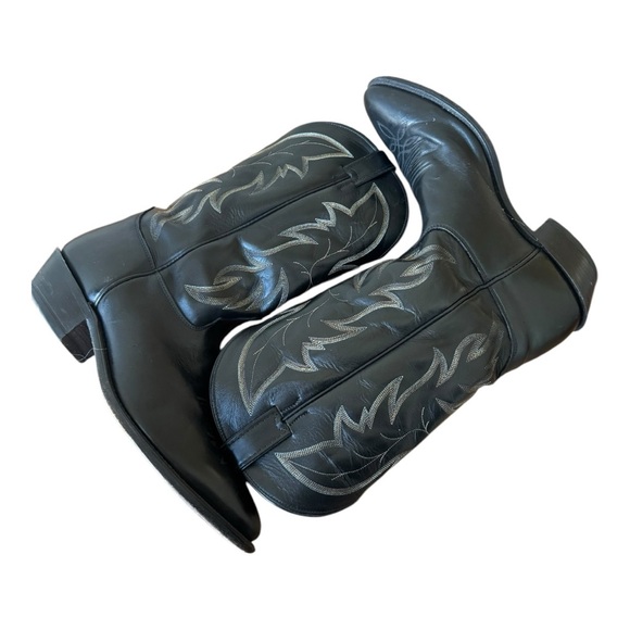 Justin 1409 Black Leather Boots Cowboy Western Size 13 - Picture 5 of 8